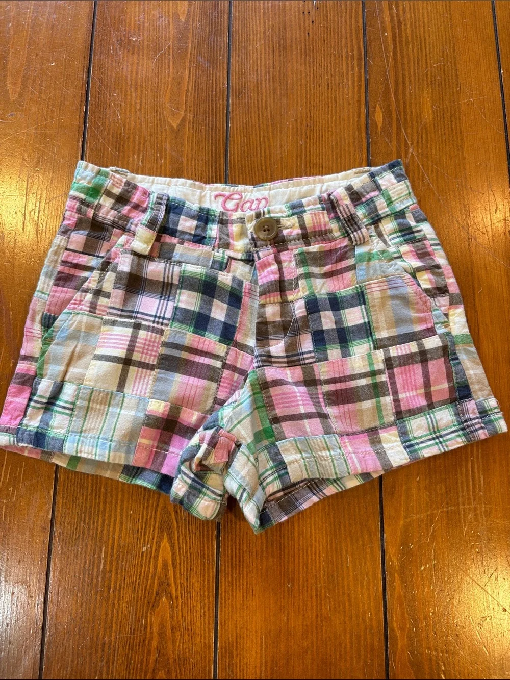 GAP Kids Pastel Madras Plaid  Cotton Shorts Girls  Size 6 GUC